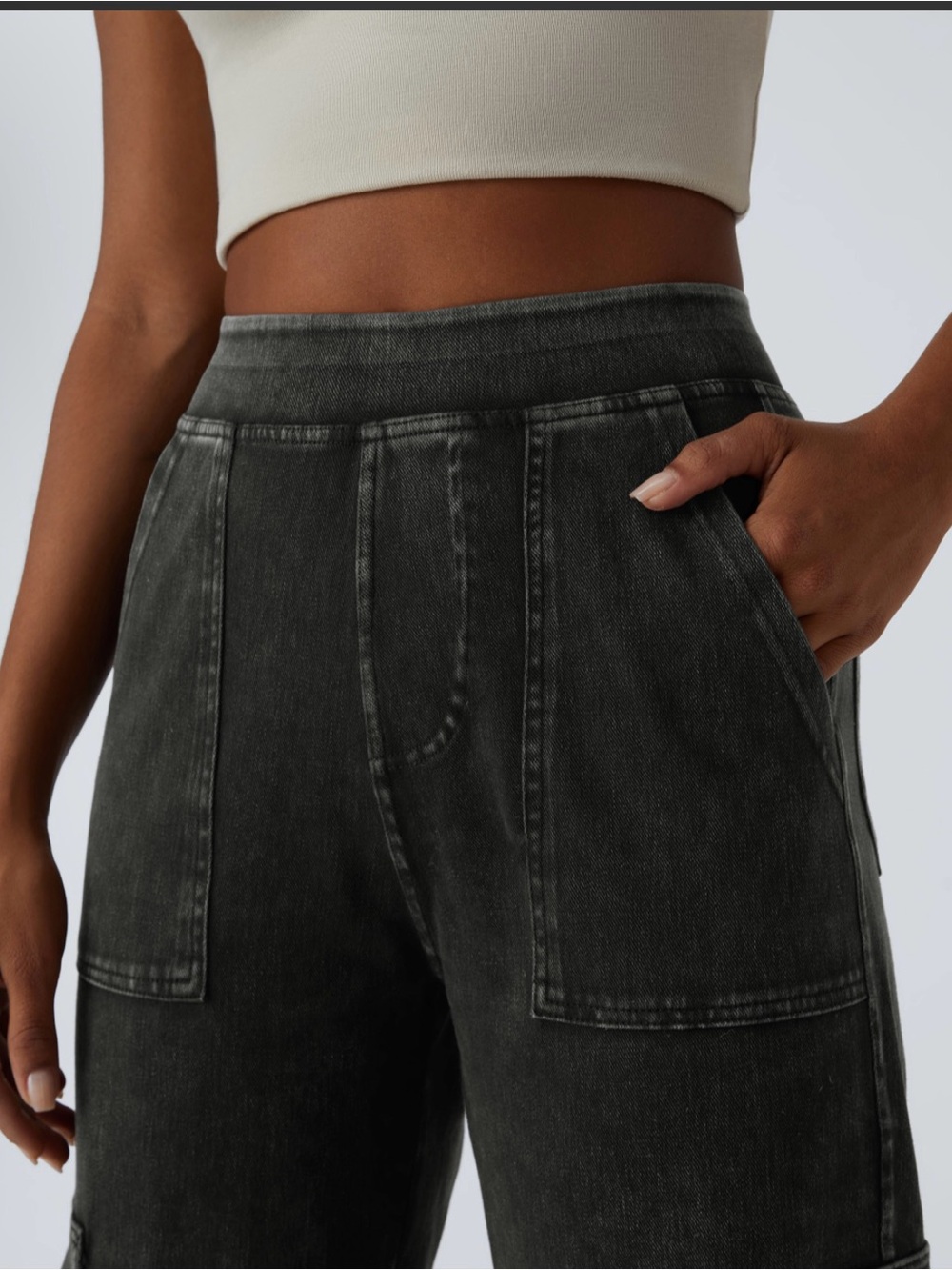 HALARA Washed Black Straight -Leg Cargo Jeans - Picture 4 of 6